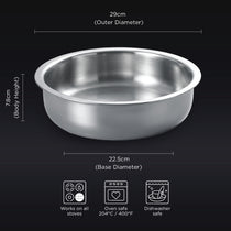Meyer Trivantage pro 26cm Triply Stainless Steel Lagdi with lid
