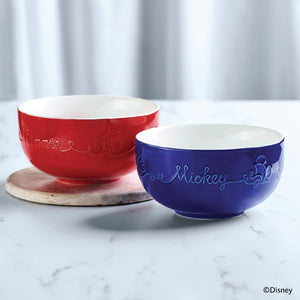 Meyer Disney Bon Voyage Ceramic Rice Bowl Set of 2 , 400mL Each (Red and Blue)