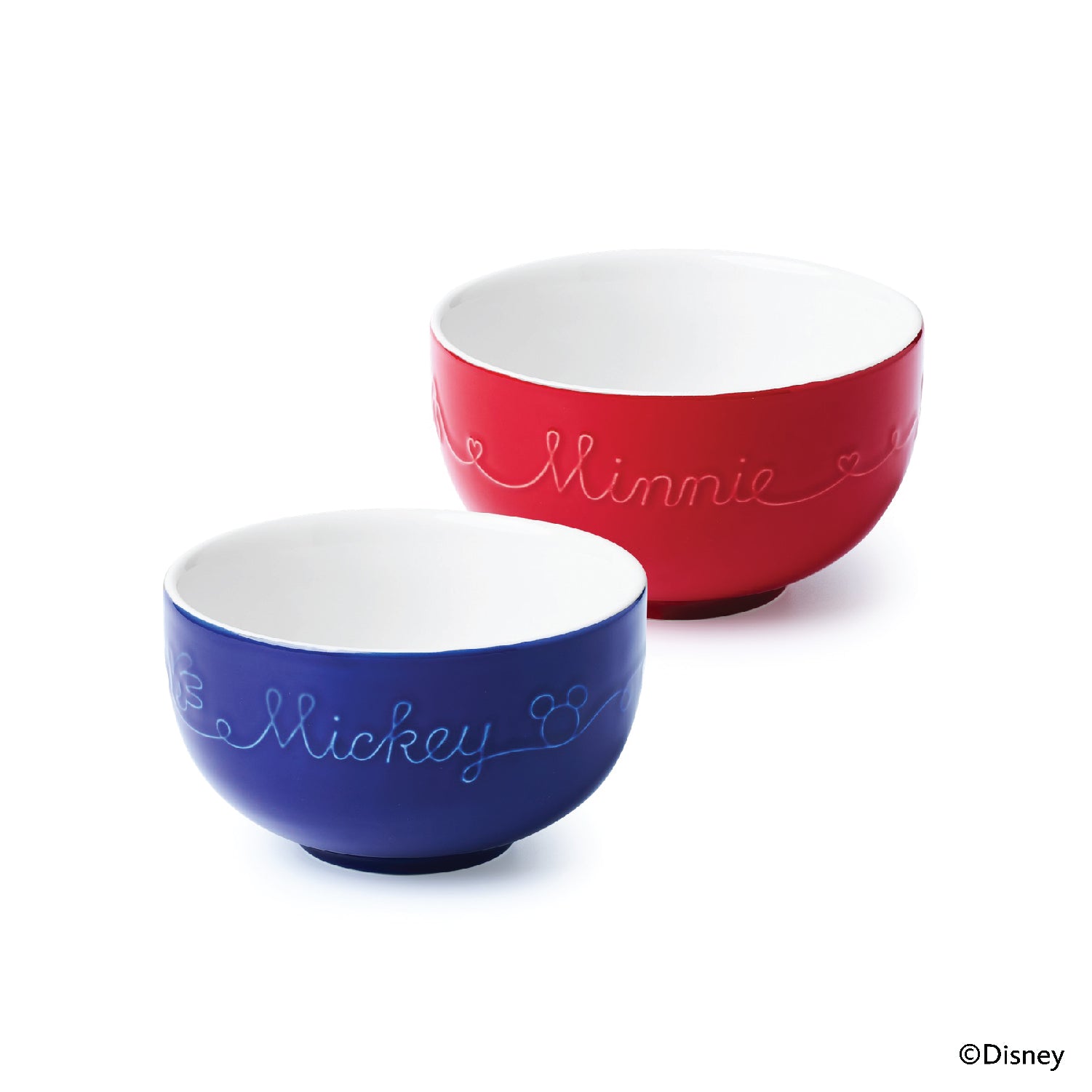 Meyer Disney Bon Voyage Ceramic Ramen Bowl Set of 2, 1 L Each (Red and Blue)