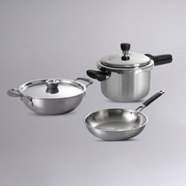 MEYER Trivantage 3pcs Cookware Set (24cm Kadai With Lid + 24cm Frypan + 3L Pressure cooker)