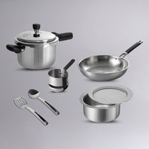 MEYER Trivantage 6pcs Cookware Set (20cm Tope With Lid + 22cm Frypan + 3L Pressure Cooker + Serving Spoon + Slotted Turner + Mini Pot)