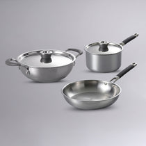 MEYER Trivantage Pro 3pcs Cookware Set (28cm Kadai With Lid + 24cm Frypan + 18cm Saucepan)