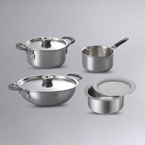 MEYER Trivantage 4pcs Cookware Set (22cm Kadai + 20cm Casserole + 16cm Milkpan + 18cm Tope With Lid)