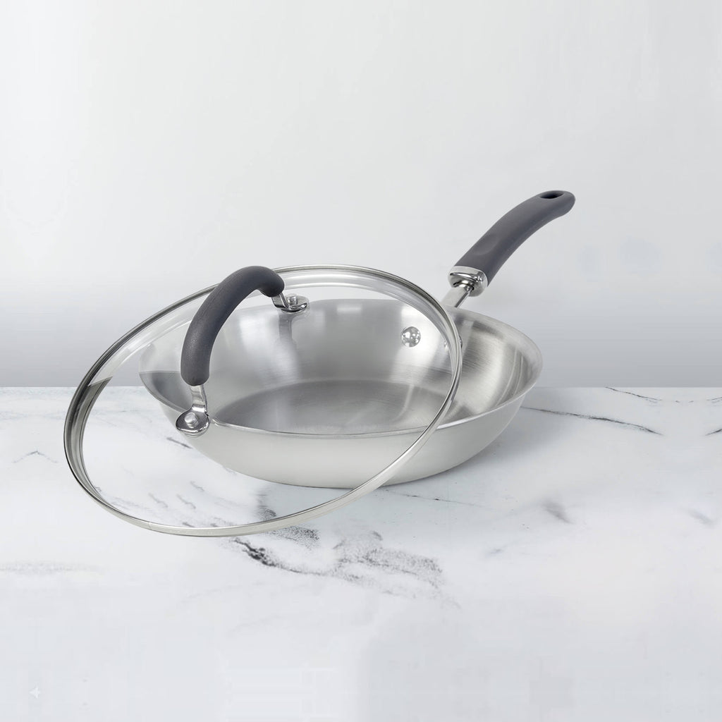 Meyer Trivantage Stainless Steel Triply Cookware 2-Piece Set - Frypan + Interchangeable Glass Lid, 24cm