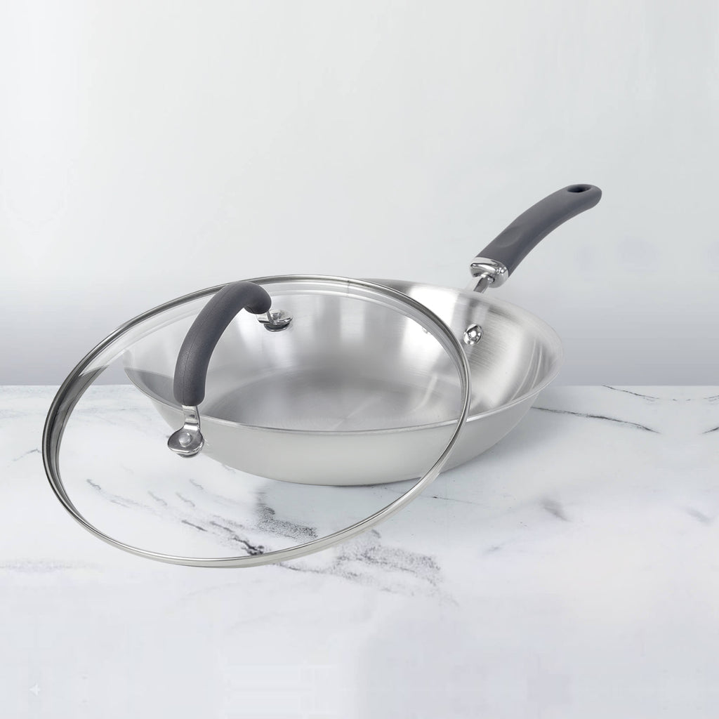 Meyer Trivantage Stainless Steel Triply Cookware 2-Piece Set - Frypan + Interchangeable Glass Lid, 26cm