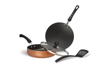 Meyer Non-Stick 4pcs Cookware Set (Sautepan + Curved Roti/Chappati Tawa + Nylon Turner) - Pots and Pans