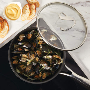 Circulon Clad Stainless Steel Chef's Pan and Spoon Set with Hybrid SteelShield and Nonstick Technology, 24cm, Silver
