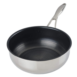 Circulon Clad Stainless Steel Chef's Pan and Spoon Set with Hybrid SteelShield and Nonstick Technology, 24cm, Silver