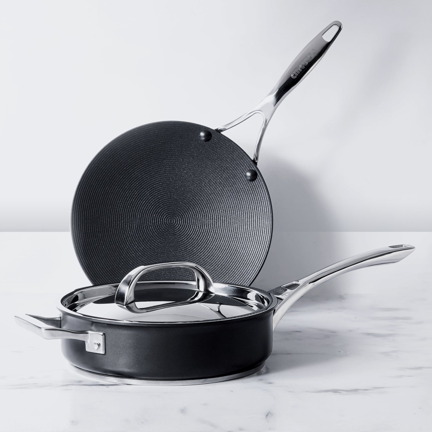 Circulon Infinite Non-Stick + Hard Anodized Aluminium Saute 24cm and Curved Roti Tawa 26cm - Pots and Pans