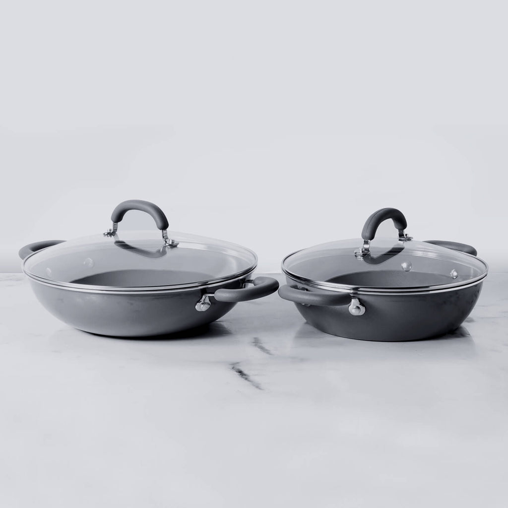 Meyer Anzen 4pcs Set - 26cm Wok/Kadai with Lid + 30cm Wok/Kadai with Lid - Pots and Pans