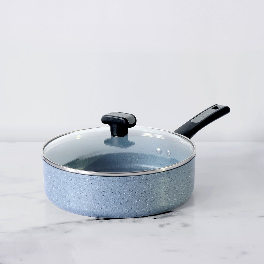 Meyer Forgestone Non-Stick Sautepan 24cm, Stone Grey [Induction & Gas Compatible] - Pots and Pans