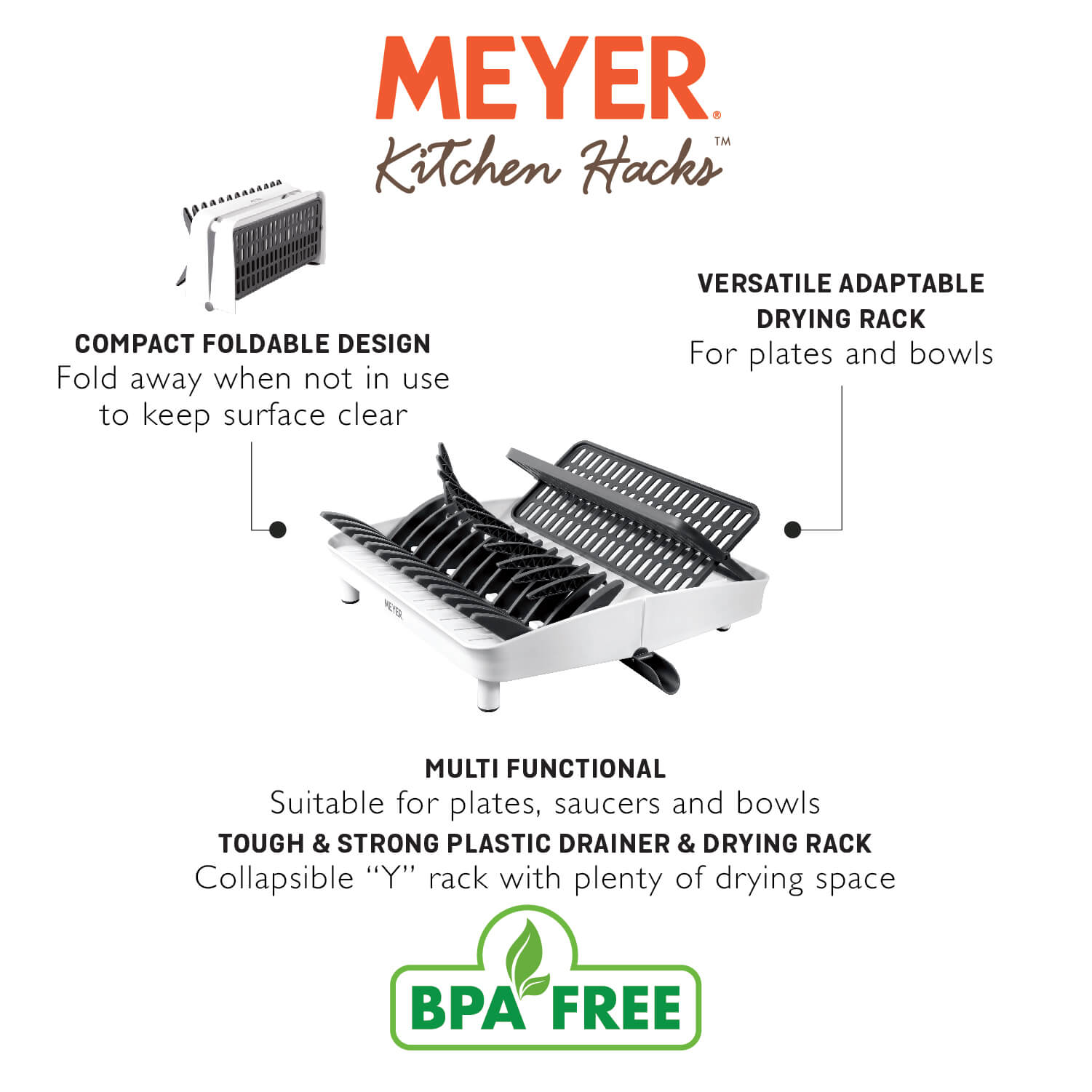 Meyer Kitchen Hacks Space Saving Dish Drainer - Pots and Pans