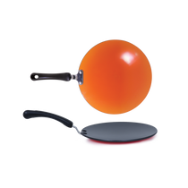Meyer Non-Stick 2-Piece Tawa Set (Flat and Curved Tawa), Orange - Pots and Pans