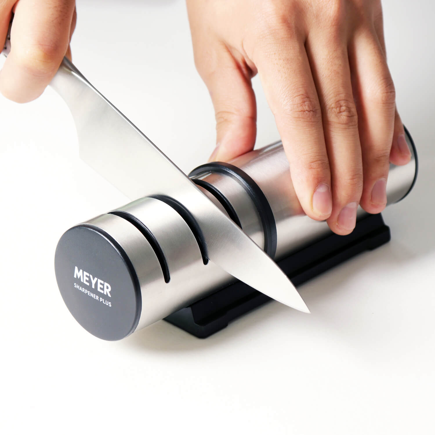 Meyer Stainless Steel Knife Sharpener 3 Stage Sharpening Tool for Kitc -  PotsandPans India