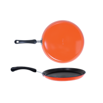 Meyer Non-Stick 2-Piece Tawa Set (Flat and Curved Tawa), Orange - Pots and Pans