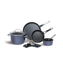 Luminescence Non-Stick 8pcs Cookware Set, Blue (Saucepan+Casserole/Biryani Pot+Frypan+Flat Tawa+Accessories) - Pots and Pans