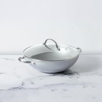 Prism Non-Stick Kadai 28cm, Silver [Induction & Gas Compatible] - Pots and Pans