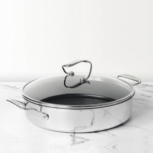Circulon Clad Stainless Steel Sauteuse with Hybrid SteelShield and Nonstick Technology, 30cm ,Silver
