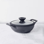 Meyer Pre Seasoned Cast Iron shallow Kadai With Glass Lid ,20cm-1