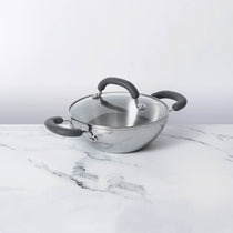 Meyer Trivantage Stainless Steel Triply Cookware Kadai/Wok with Lid, 20cm