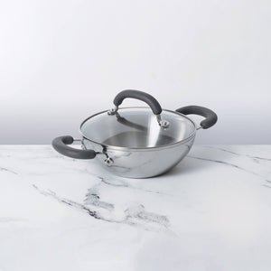 Meyer Trivantage Stainless Steel Triply Cookware Kadai/Wok with Lid, 20cm