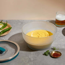 Microwave safe frosted borosilicate glass Anyday dishware set - (Large Shallow Dish  + Medium Deep Dish) with Lids