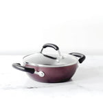 Meyer Merlot Non-Stick Kadai/Wok with Lid, 24cm