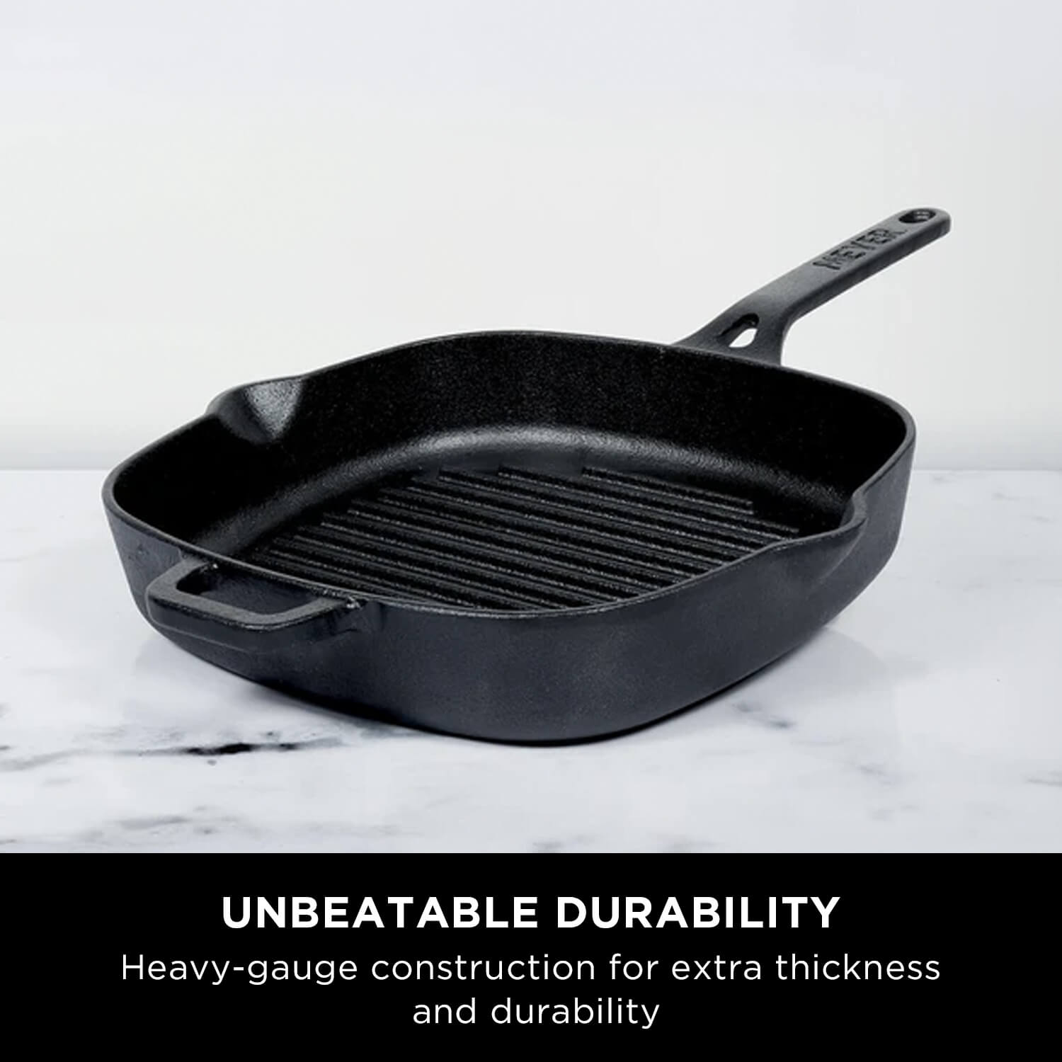 Meyer Cast Iron 2pcs Set - 25cm Grillpan + 28cm Flat Dosa Tawa