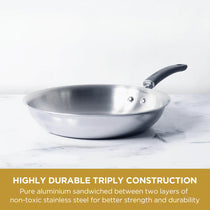 Meyer Trivantage Stainless Steel Triply Cookware 3pcs Set (26cm Frypan + Kadai/Wok with Interchangeable Glass Lid)