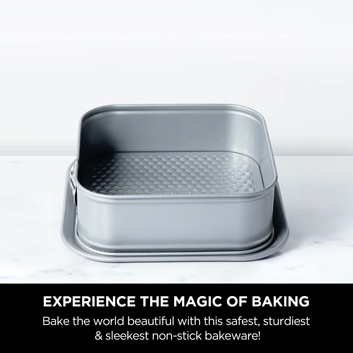 Meyer Bakemaster 3-Piece Bakeware Set - 23 cm Square Springform Pan + 20cm Loose Base Cake tin + 23 cm Square Cake pan