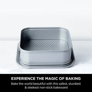 Meyer Bakemaster 3-Piece Bakeware Set - 23 cm Square Springform Pan + 20cm Loose Base Cake tin + 23 cm Square Cake pan