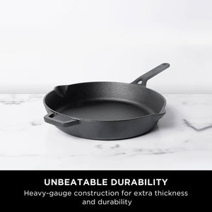 Meyer Pre-Seasoned Cast Iron 2 Piece Cookware Set - 25cm Grill Pan + 26cm Frypan