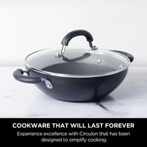 Circulon Origins Non-Stick + Hard Anodized 4-Piece Cookware Set(26cm Kadai + 30cm Kadai) with Glass Lids