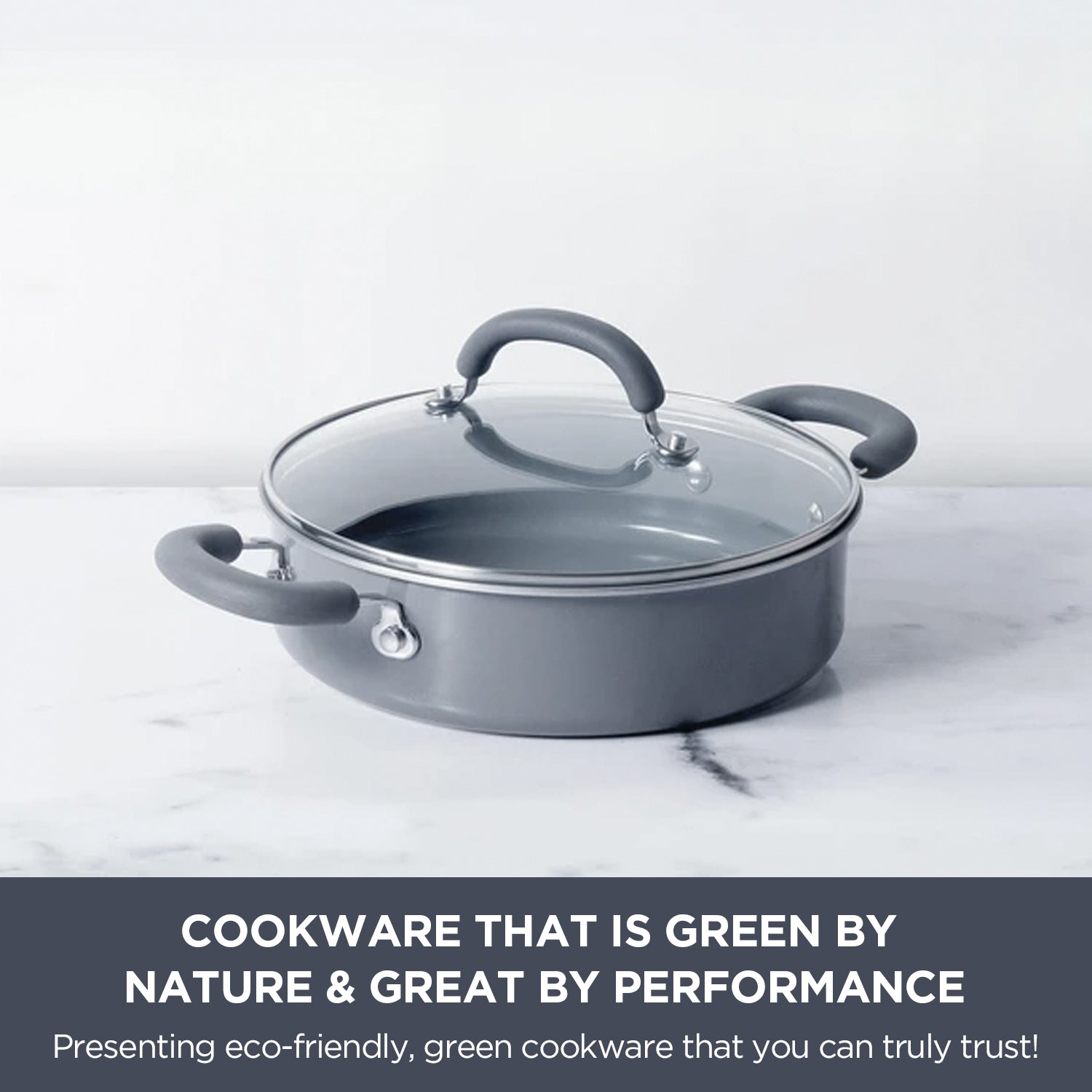 Meyer Anzen Ceramic Coated Cookware 3pcs Set - 24cm Open Frypan + Sauteuse with Interchangeable Lid