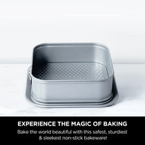 Meyer Bakemaster 5-Piece Bakeware Set - 23cm Square Springform Cake tin + Fluted Mold + 20cm Loose Base Cake tin + Oven Roaster + Square Cake pan