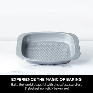 Meyer Bakemaster 5-Piece Bakeware Set - 23cm Square Springform Cake tin + Fluted Mold + 20cm Loose Base Cake tin + Oven Roaster + Square Cake pan