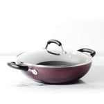 Meyer Merlot Non-Stick Kadai/Wok with Lid, 30cm