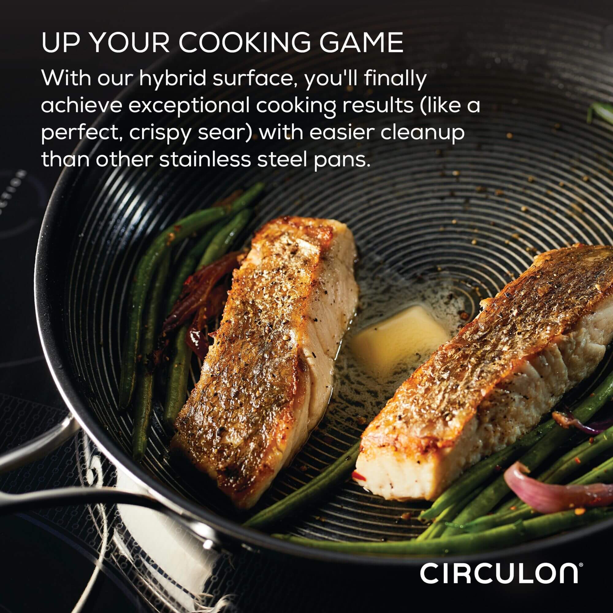 Circulon Clad Stainless Steel Chef's Pan and Spoon Set with Hybrid SteelShield and Nonstick Technology, 24cm, Silver