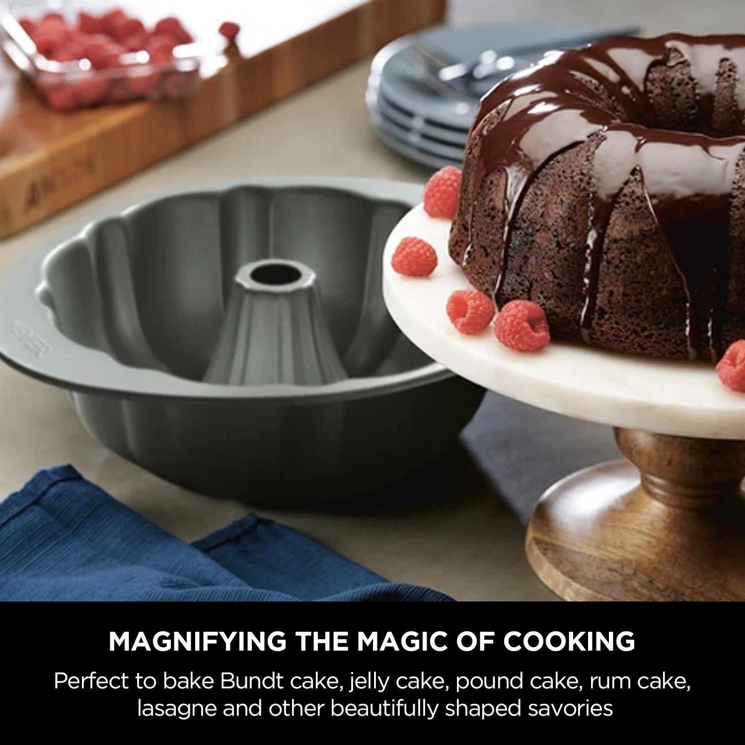 Meyer Bakemaster 3-Piece Bakeware Set - 23cm Square Springform + Fluted Mold + 20cm Loose Base Cake tin