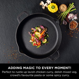 Meyer Pre Seasoned Cast Iron 2pcs Set (24cm Frypan/Skillet + 26cm Curved Roti Tawa)