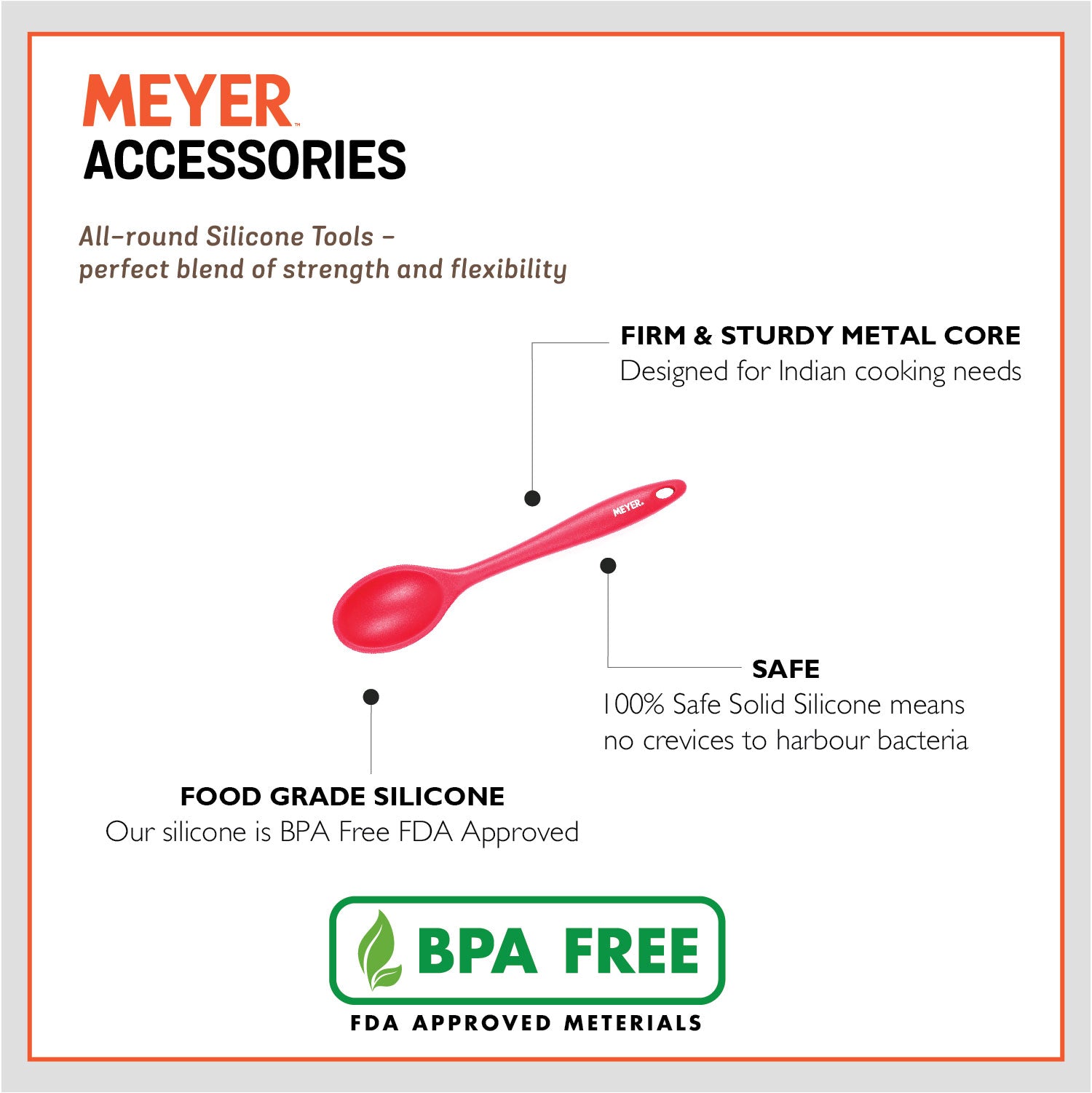 Meyer Silicone Spoon, Red - Pots and Pans