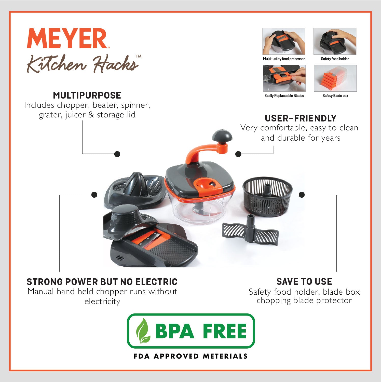 Meyer Kitchen Hacks Master Chopper, 1700ml - Pots and Pans