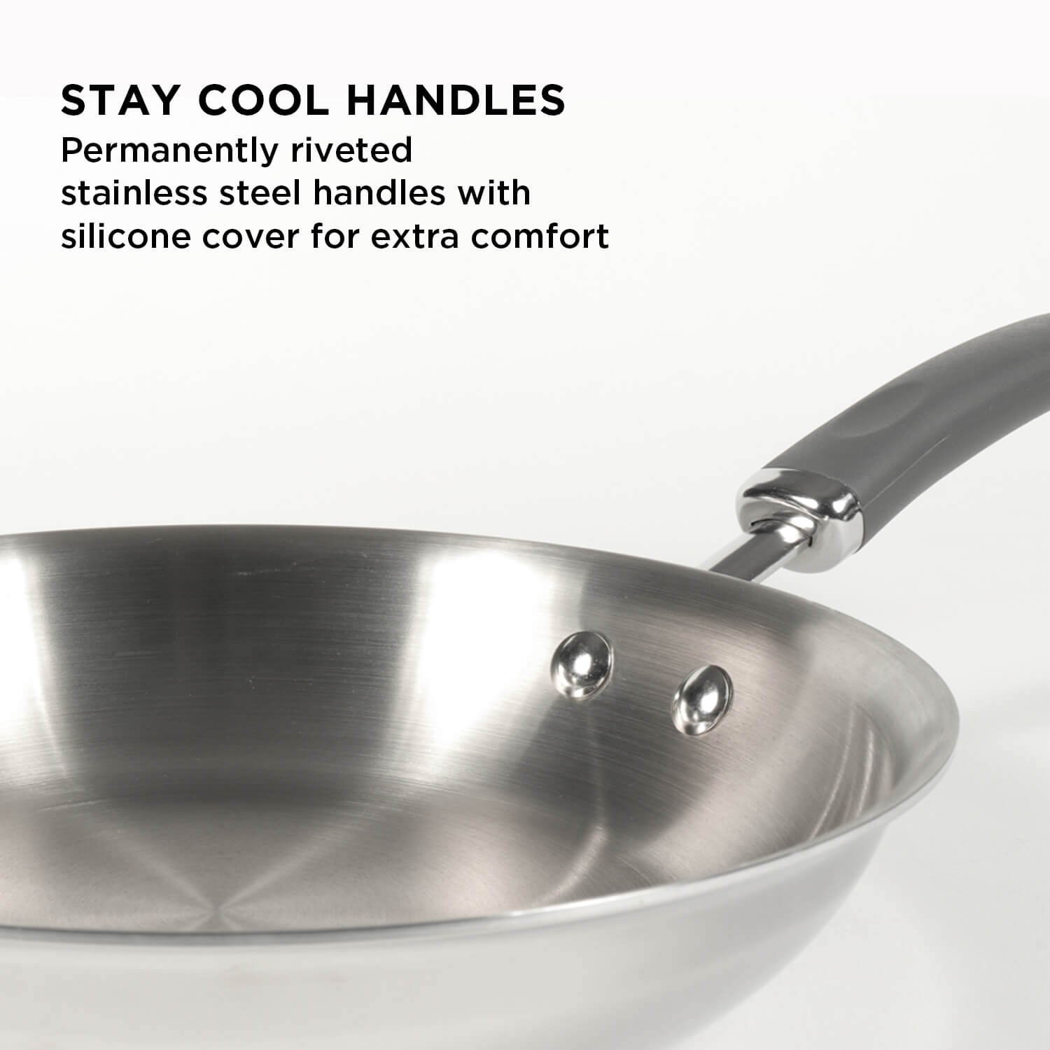 Meyer Trivantage Stainless Steel Triply Cookware 3-Piece Set - Frypan + Kadai/Wok With Interchangeable Glass Lid, 20cm