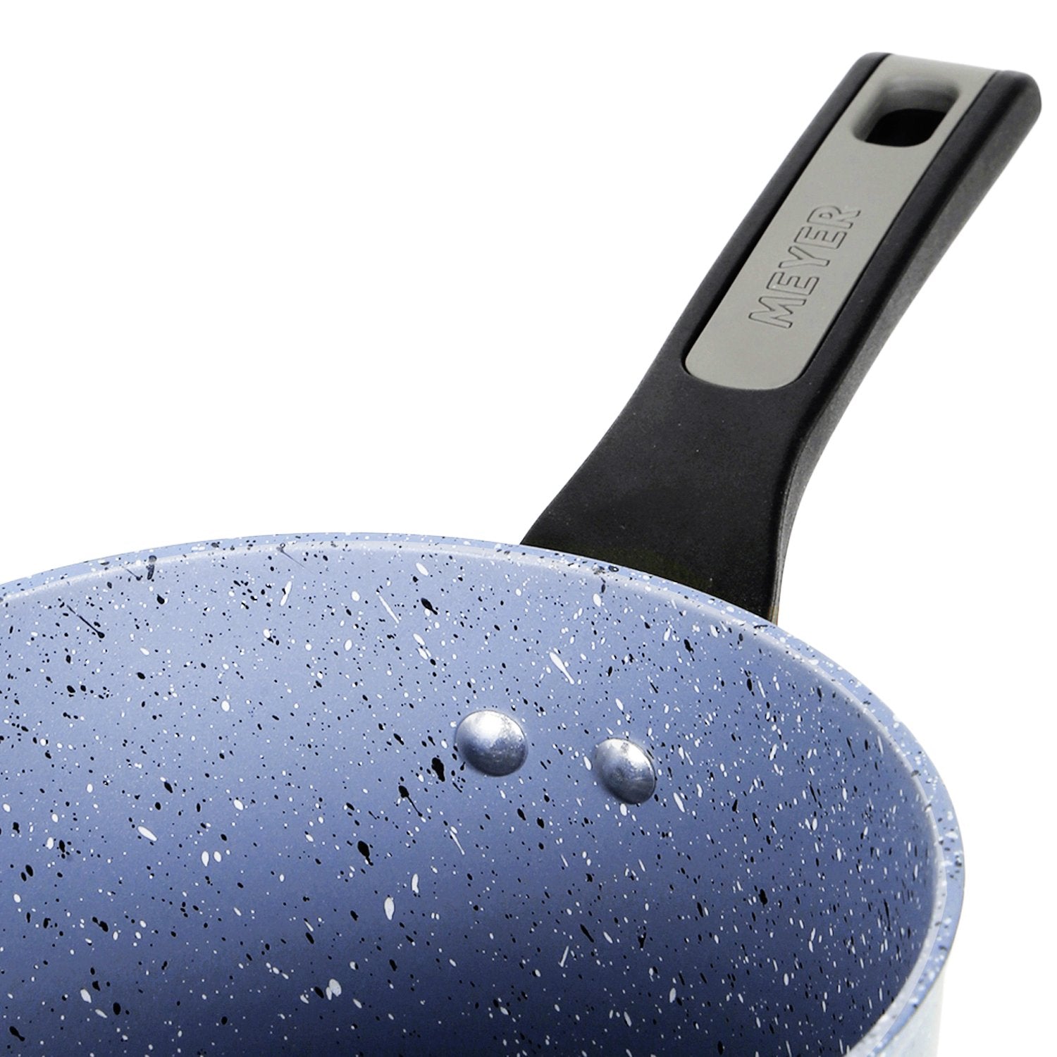 Meyer Forgestone Non-Stick Saucepan 16cm, Stone Grey [Induction & Gas Compatible] - Pots and Pans