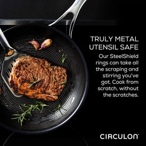 Circulon Clad Stainless Steel Frying Pan / Skillet with Hybrid SteelShield and Nonstick Technology, 22cm, Silver