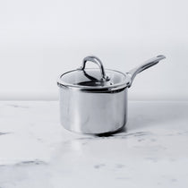 Meyer Select Stainless Steel Straining Saucepan 18cm (Induction & Gas Compatible) - Pots and Pans