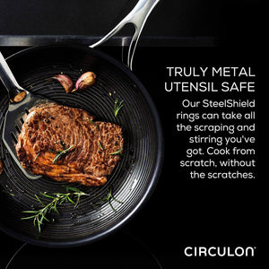 Circulon Clad Stainless Steel Frying Pan / Skillet with Hybrid SteelShield and Nonstick Technology, 25cm ,Silver