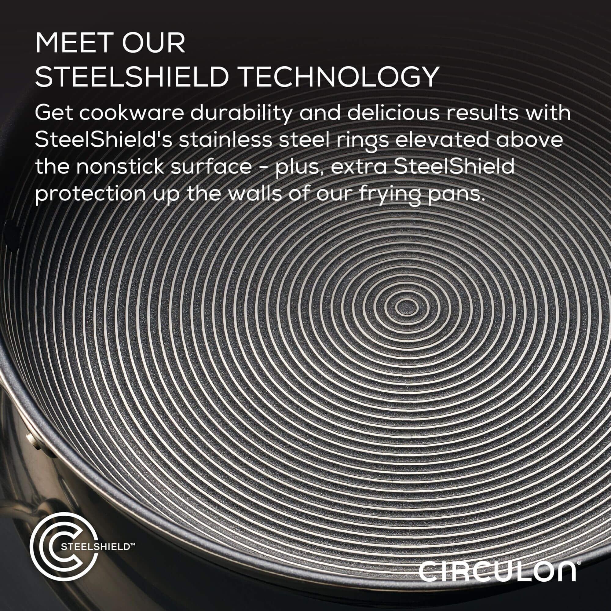 Circulon Clad Stainless Steel Chef's Pan and Spoon Set with Hybrid SteelShield and Nonstick Technology, 24cm, Silver