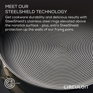 Circulon Clad Stainless Steel Chef's Pan and Spoon Set with Hybrid SteelShield and Nonstick Technology, 24cm, Silver