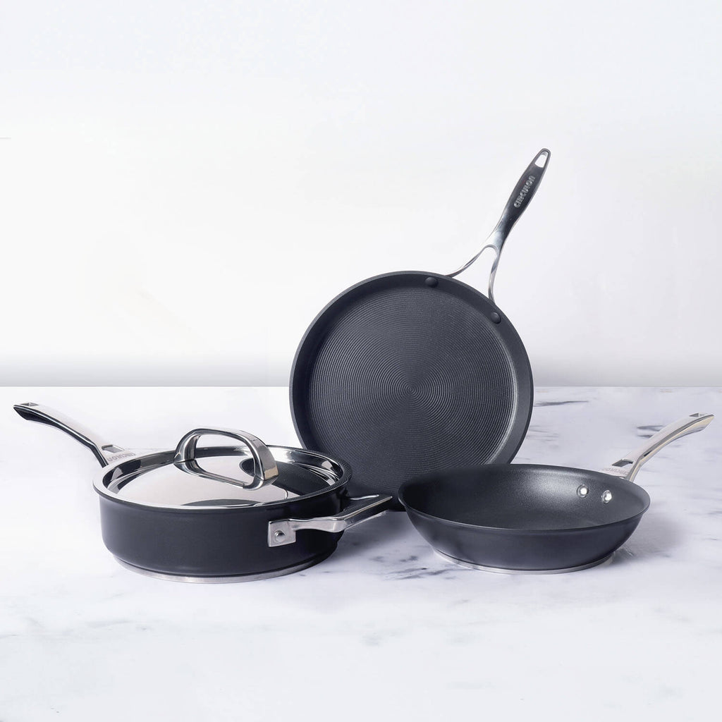 Circulon Infinite Non-Stick + Hard-Anodized Cookware Set (28cm flat dosa tawa, 20cm skillet, 24cm saute pan) - Pots and Pans